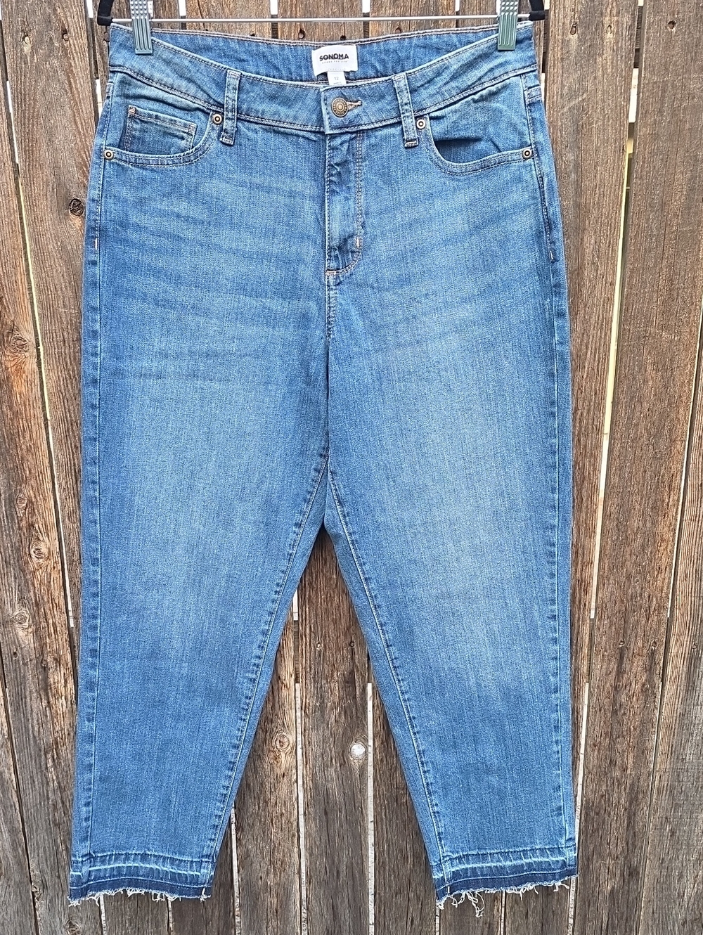 Sonoma Women's Medium Blue Cropped Ankle Jeans Raw Hem